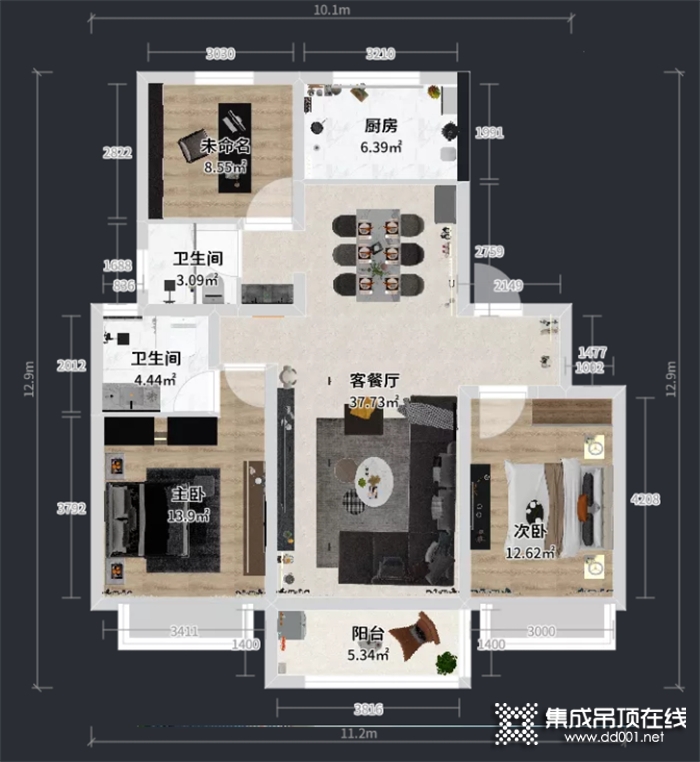 世紀(jì)豪門92㎡現(xiàn)代風(fēng)--無(wú)主燈設(shè)計(jì)果然不凡，樸素的空間也有檔次感