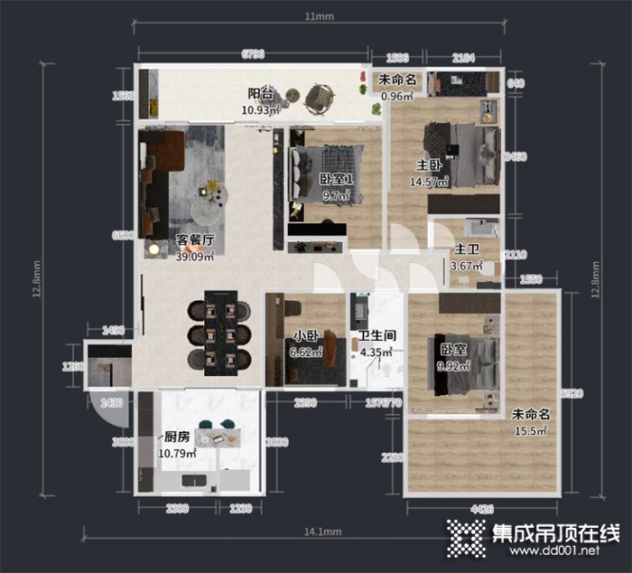 世紀(jì)豪門126㎡簡約風(fēng)--根據(jù)需求，結(jié)合設(shè)計(jì)手法將屋主的想法一一表達(dá)出來